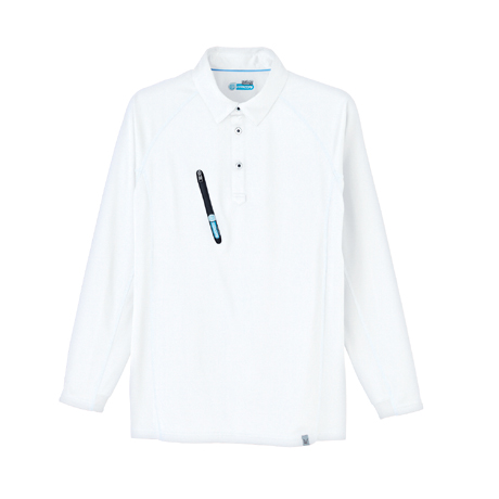 長袖ポロシャツ【0017-ASC】 1.ホワイト