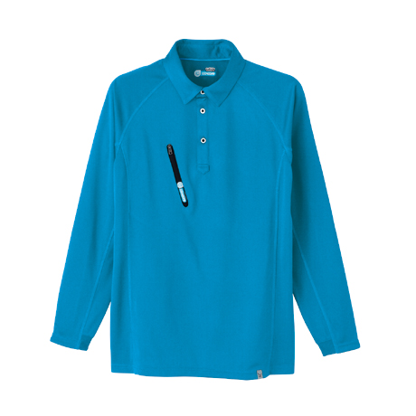 長袖ポロシャツ【0017-ASC】 5.ターコイズブルー