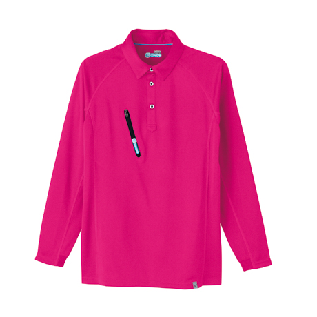 長袖ポロシャツ【0017-ASC】 22.ショッキングピンク