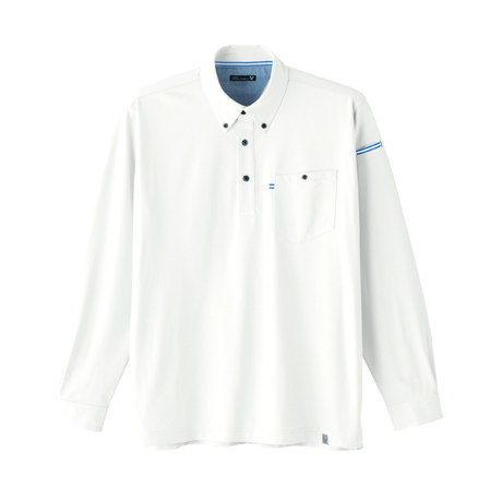 長袖ニットシャツ【0024-ASC】 1.ホワイト