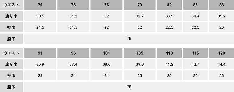 帯電防止スラックスパンツ【11015-OKH】 サイズ表