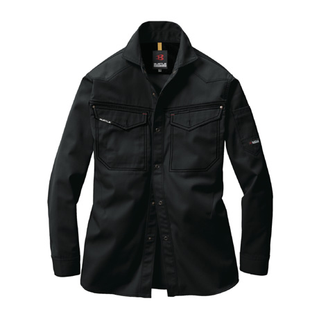 制電ケア長袖シャツ【1103-BAT】 35.ブラック