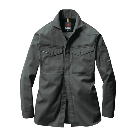 制電ケア長袖シャツ【1103-BAT】 53.ストームグレー