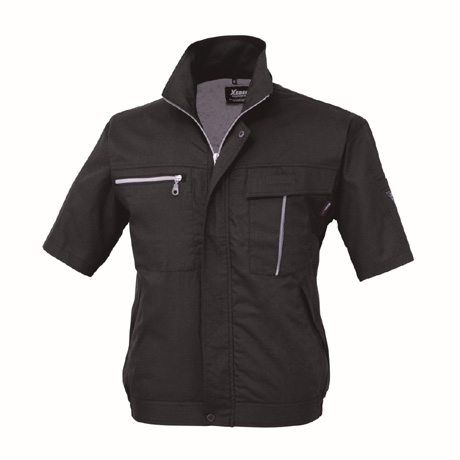 清涼素材は袖ブルゾン【1251-XEB】 91.ストーンブラック