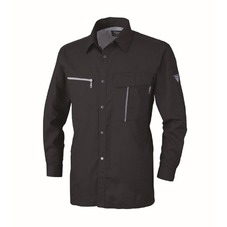 清涼素材長袖シャツ【1253-XEB】 91.ストーンブラック