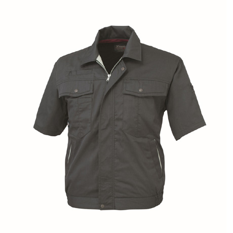 防縮防シワ半袖ブルゾン【1271-XEB】 25.チャコールグレー