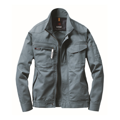 綿100％防縮加工長袖ブルゾン【1301-BAT】 4.ミストブルー