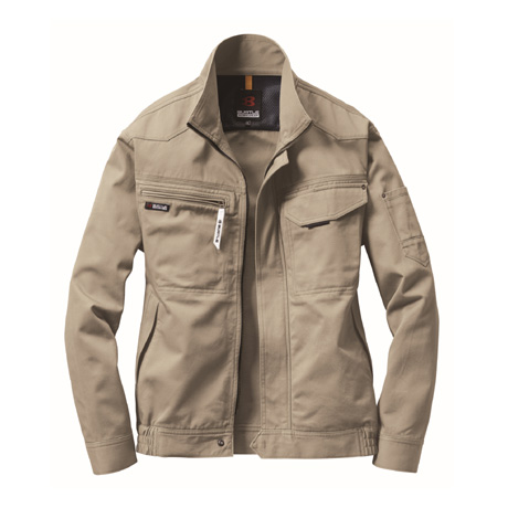 綿100％防縮加工長袖ブルゾン【1301-BAT】 20.ベージュ