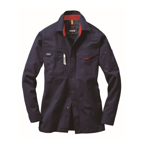 綿100％防縮加工長袖シャツ【1303-BAT】 3.ネイビー