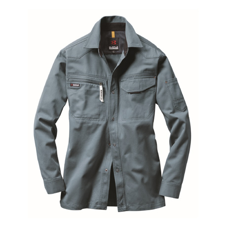 綿100％防縮加工長袖シャツ【1303-BAT】 4.ミストブルー