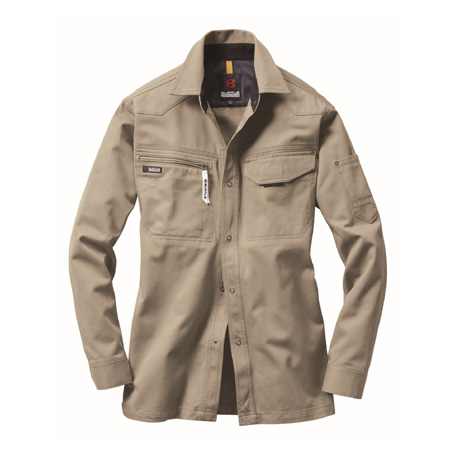 綿100％防縮加工長袖シャツ【1303-BAT】 20.ベージュ