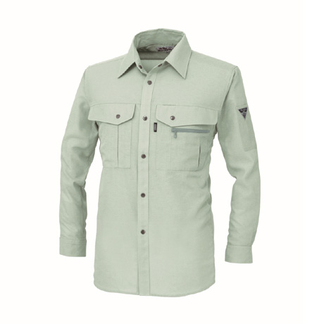 高通気長袖シャツ【1343-XEB】 60.グリーン