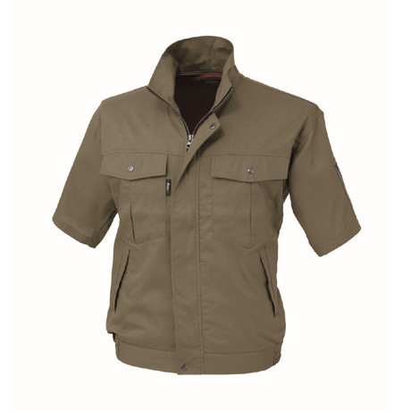 防縮防シワ半袖ブルゾン【1351-XEB】 62.アーミーグリーン