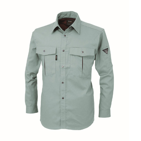 防縮防シワ長袖シャツ【1353-XEB】 60.グリーン