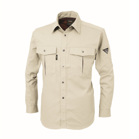 防縮防シワ長袖シャツ【1353-XEB】 61.モスグリーン