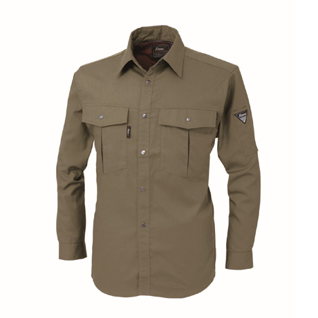 防縮防シワ長袖シャツ【1353-XEB】 62.アーミーグリーン