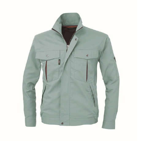 防縮防シワ加工長袖ブルゾン【1354-XEB】 60.グリーン