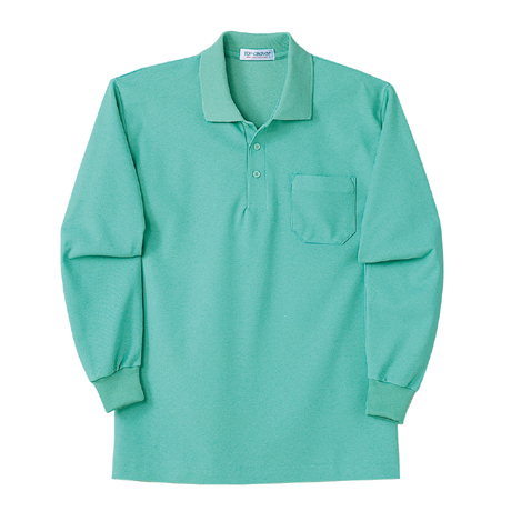 長袖ポロシャツ【1450-NAH】 56.エメラルドグリーン