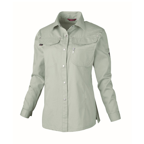 抗菌防臭加工レディス長袖シャツ【1495-XEB】 61.モスグリーン