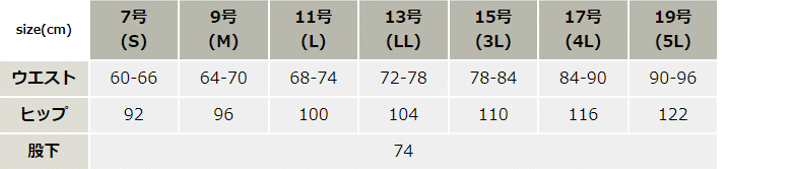 抗菌防臭加工レディススラックス【1497-XEB】 サイズ表