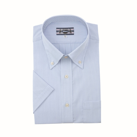 形態安定半袖ボタンダウンシャツ【15068-XEB】 42.サックス