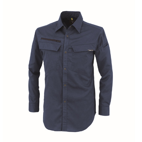 帯電防止長袖シャツ【1513-XEB】 19.ディープネイビー