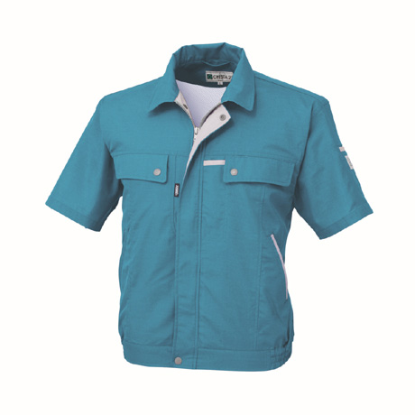 吸汗速乾半袖ブルゾン【1551-XEB】 44.ターコイズブルー