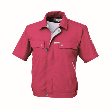 吸汗速乾半袖ブルゾン【1551-XEB】 77.チェリーレッド