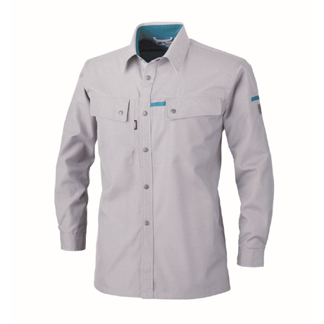 吸汗速乾長袖シャツ【1553-XEB】 22.シルバーグレー