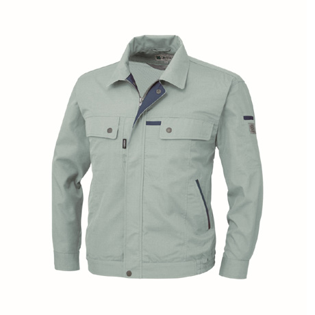 吸汗速乾長袖ブルゾン【1554-XEB】 605.ミストグリーン