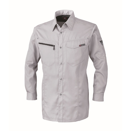 立体裁断長袖シャツ【1633-XEB】 22.シルバーグレー