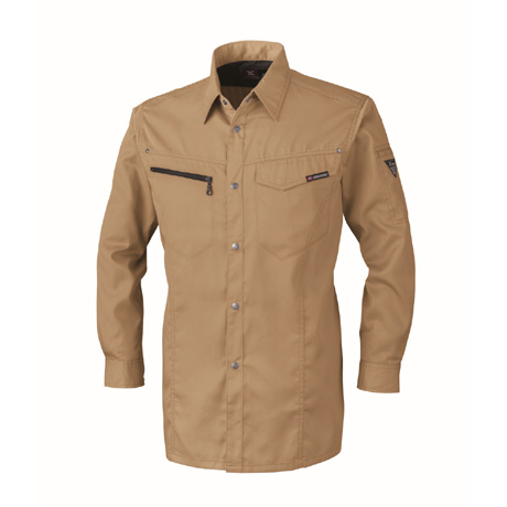 立体裁断長袖シャツ【1633-XEB】 81.キャメル