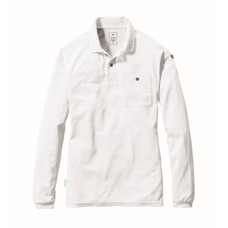 消臭加工長袖ポロシャツ【165-BAT】 029.ホワイト