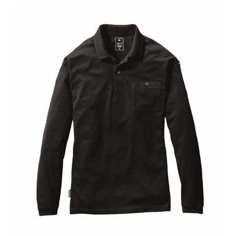 消臭加工長袖ポロシャツ【165-BAT】 035.ブラック