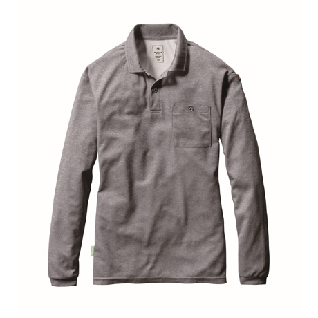 消臭加工長袖ポロシャツ【165-BAT】 052.バーク(杢)