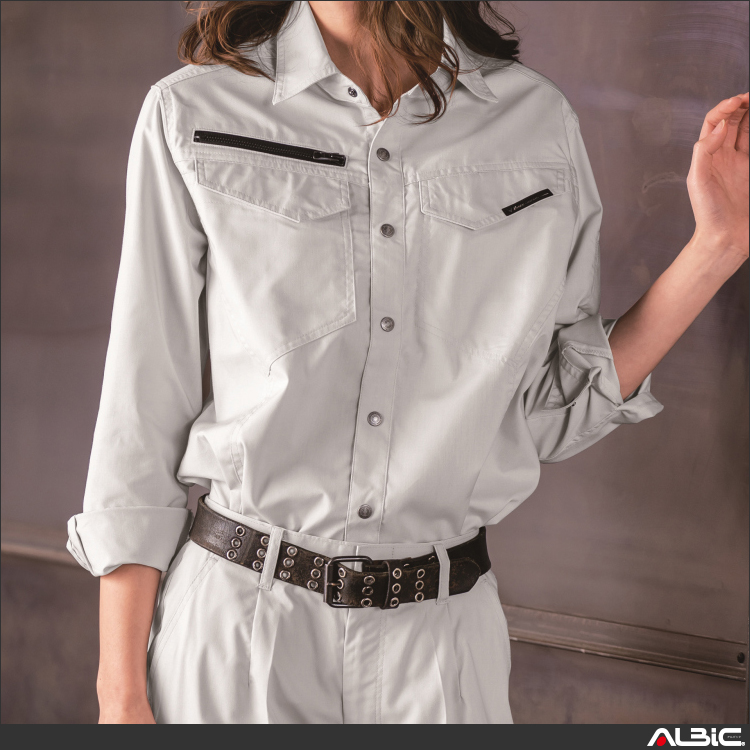 帯電防止レディス長袖シャツ【1695-XEB】 商品写真