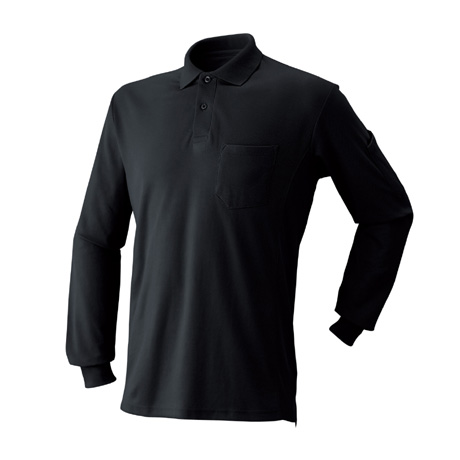 吸汗速乾長袖ポロシャツ【170015-ATK】 11.ブラック