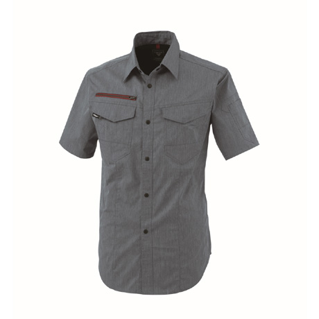 ストレッチ半袖シャツ【1752-XEB】 116.杢ブルー