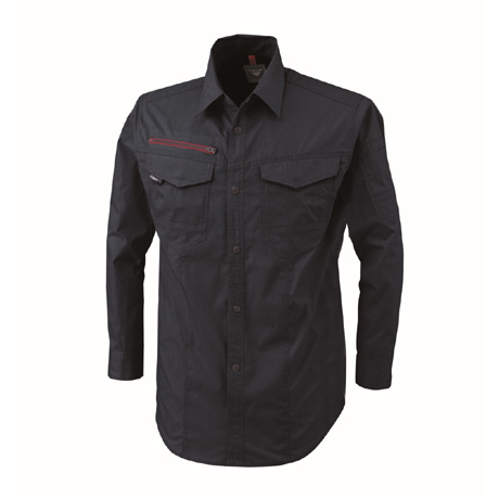 ストレッチ長袖シャツ【1753-XEB】 19.ディープネイビー