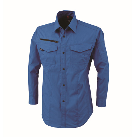 ストレッチ長袖シャツ【1753-XEB】 40.ブルー