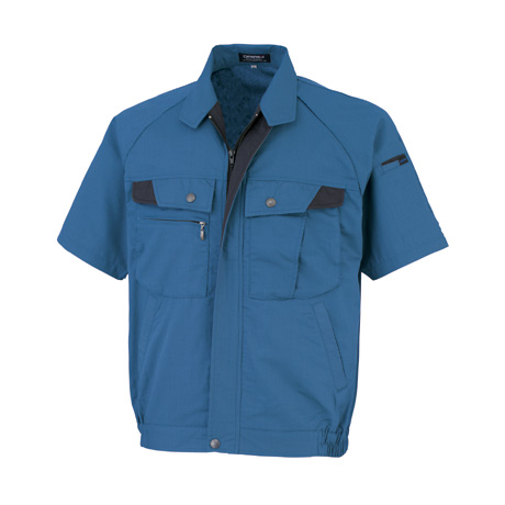 形態安定半袖ブルゾン【18001-OKH】 C1.ブルー