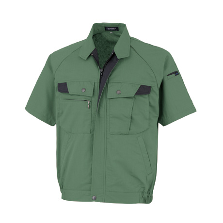 形態安定半袖ブルゾン【18001-OKH】 C2.グリーン