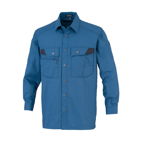 形態安定長袖シャツ【18004-OKH】 C1.ブルー