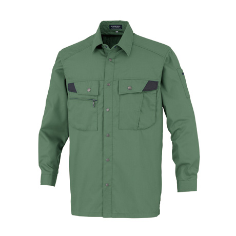 形態安定長袖シャツ【18004-OKH】 C2.グリーン