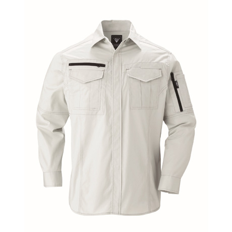 綿100％長袖シャツ【2013-XEB】 31.アイボリー