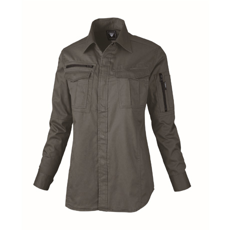 綿100％レディス長袖シャツ【2015-XEB】 25.チャコールグレー