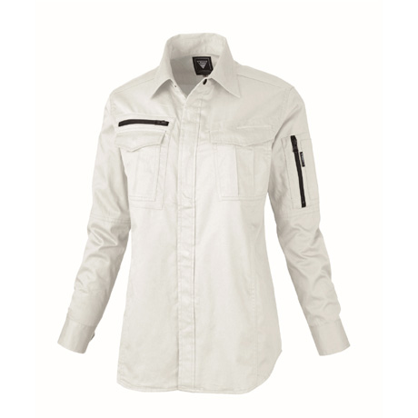 綿100％レディス長袖シャツ【2015-XEB】 31.アイボリー
