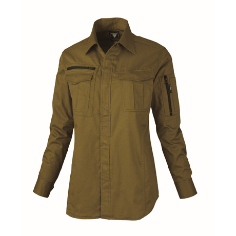 綿100％レディス長袖シャツ【2015-XEB】 81.キャメル