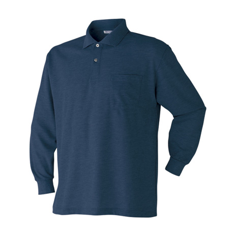 胸ポケット付き長袖ポロシャツ【202015-ATK】 02.ネイビー