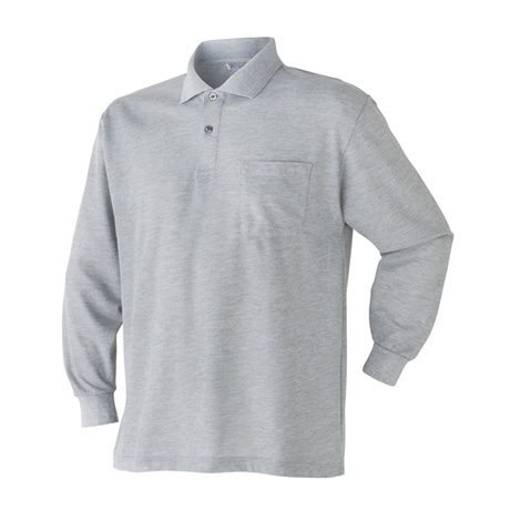 胸ポケット付き長袖ポロシャツ【202015-ATK】 07.グレー